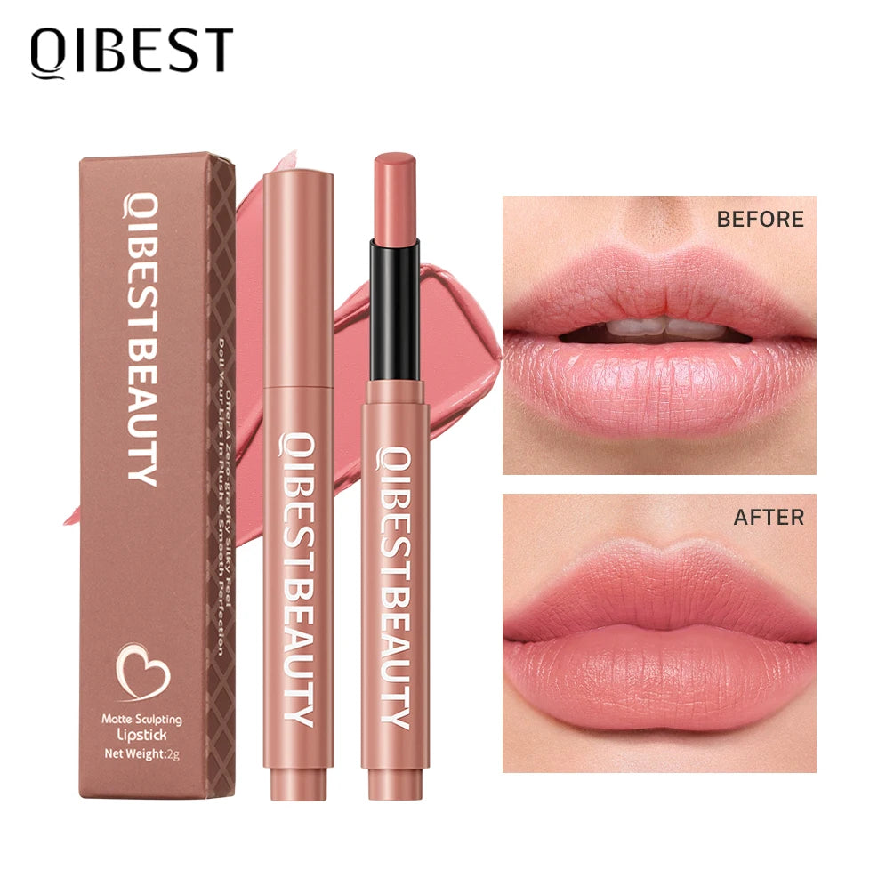 QIBEST Matte Lipstick Long Lasting Non-Stick Cup Lip Balm Moisturizing Velvet Lipstick Pencil Sexy Lips Makeup Women Cosmetics - Seprincess