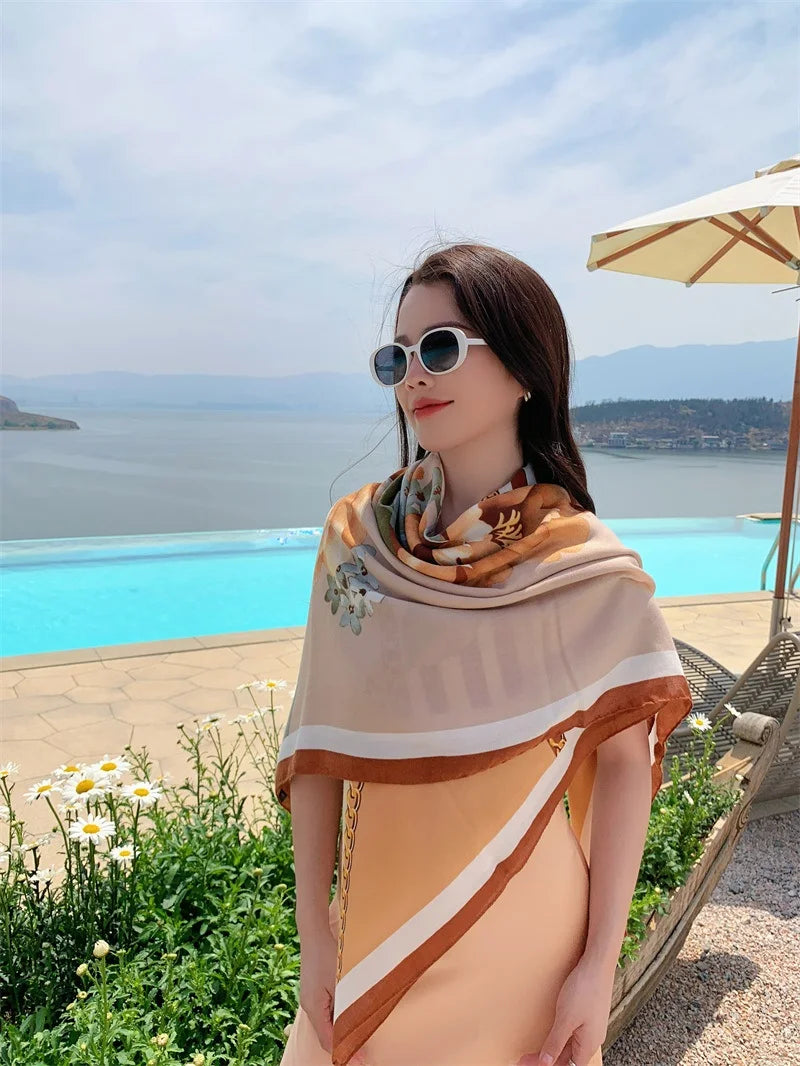 HOT 130x130cm large Velvet Texture Squar Travel Scarf Beach Dress Bikini Sarong Wrap Women Brazilian Swimsuit Bathing Cover-ups