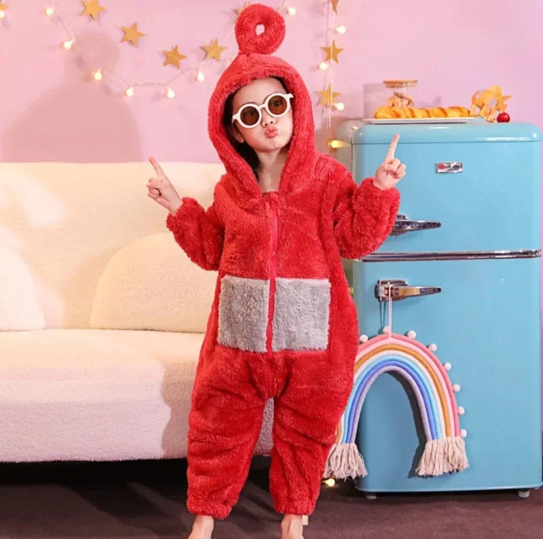 Teletubbies Costumes Soft Long Sleeves Piece Pajamas Costume Lala Home Clothes Cosplay Adult Unisex HomeWear - Seprincess