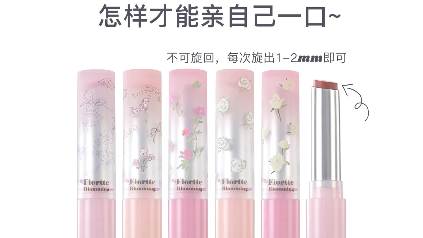 FLORTTE Lipstick Blooming Lovely Series Mirror Water Lip Glaze  Not Easy to Stick Cup Solid Lip Balm Cute Girls Makeup - Seprincess