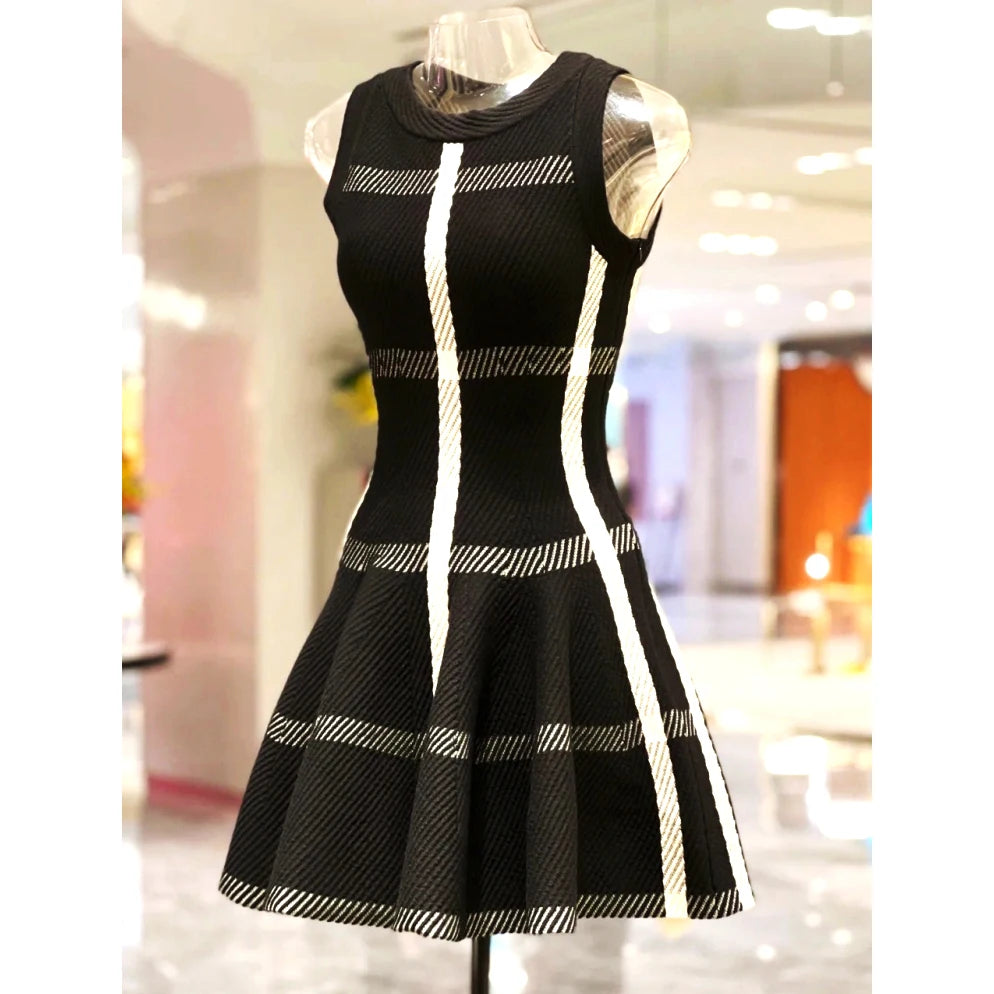 2024 Summer New In Luxury Brand Design Knit Black Dress For Women Sleeveless Vestidos Evening Party Birthday Short Skirt Clothes - Seprincess