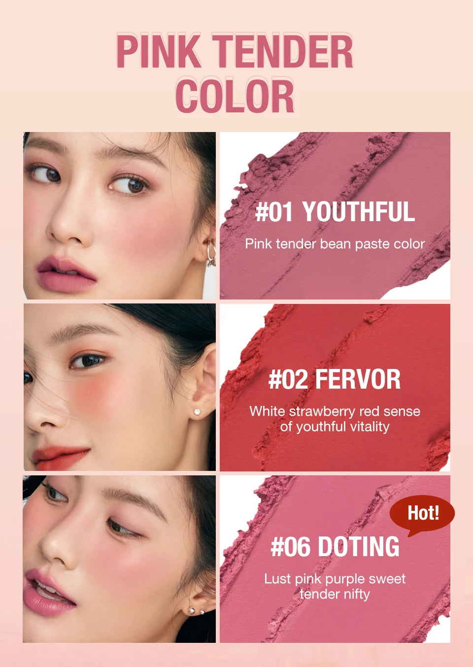 O.TWO.O Lipstick Matte Blush Stick with Shinmer Waterproof Long Lasting for Cheeks Eyes Lip Make-up for Women Highlight Blush - Seprincess