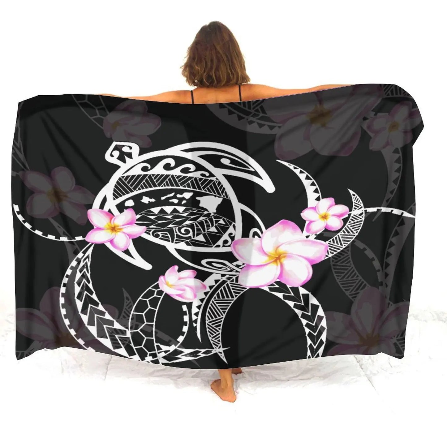 Beach Getaway Soft And Comfortable Sarong Hawaiian Turtle Pattern Custom Sarong Polynesian Art Print Design Beach Dress - Seprincess