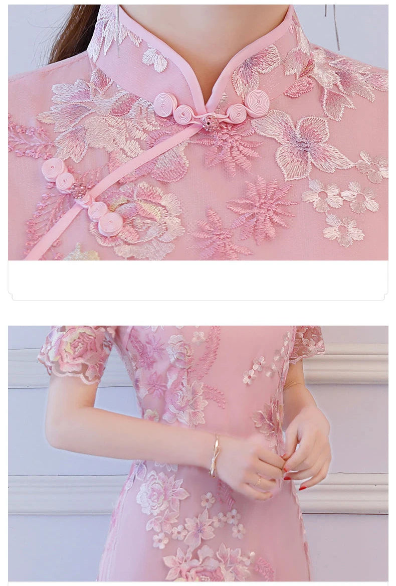 Chinese Cheongsam Traditional Wedding Qipao Woman Embroidery Elegant Daily Dress Female Embroidered Cheongsam Party Clothing - Seprincess