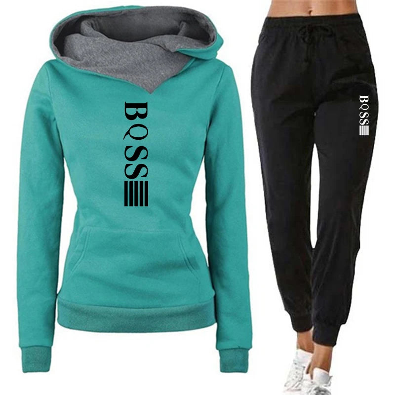 Womens Tracksuit Autumn Winter Warm Hooded Sweatshirts Female Jogging Sweatpants Fashion Versatile Woman Clothing Sports Outfits - Seprincess