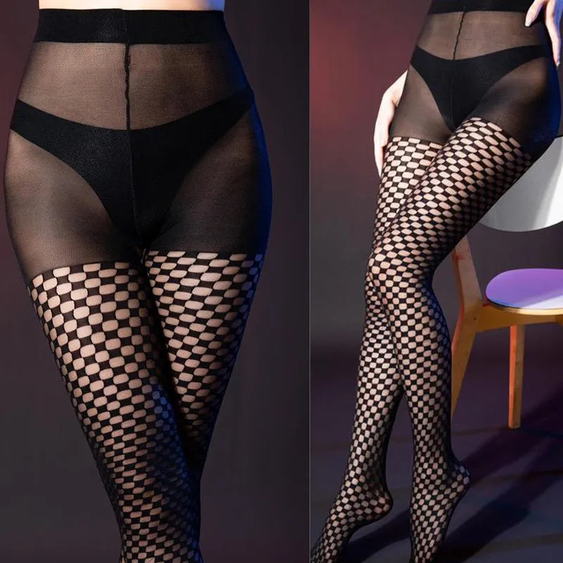 Stockings Mesh see through plaid tight fitting Socks women's new xxnx latex sexy outfits cute core slip underwear silk Sex shop - Seprincess