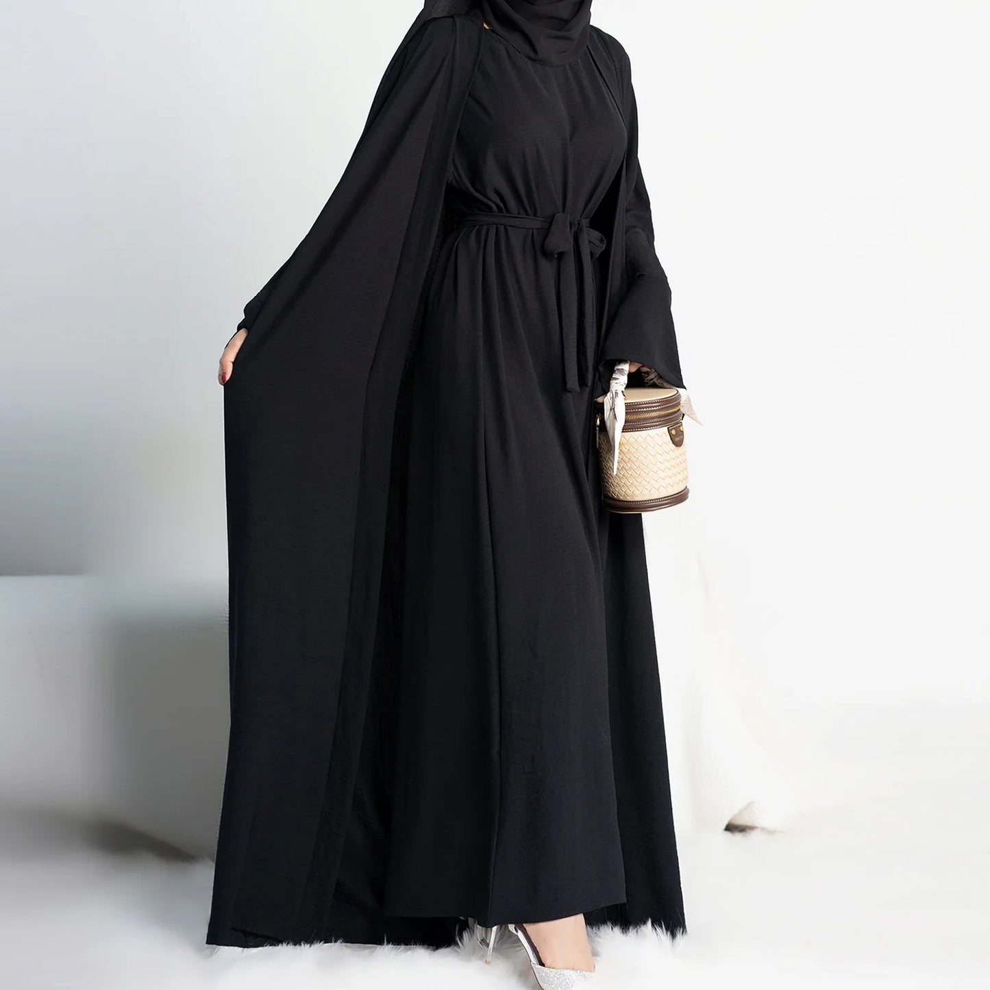 Abayas for Women Dubai Turkey Inner Hijab Dress Two Piece Abaya Muslim Set Ramadan Kimono Islamic Clothing Kaftan Femme Musulman - Seprincess