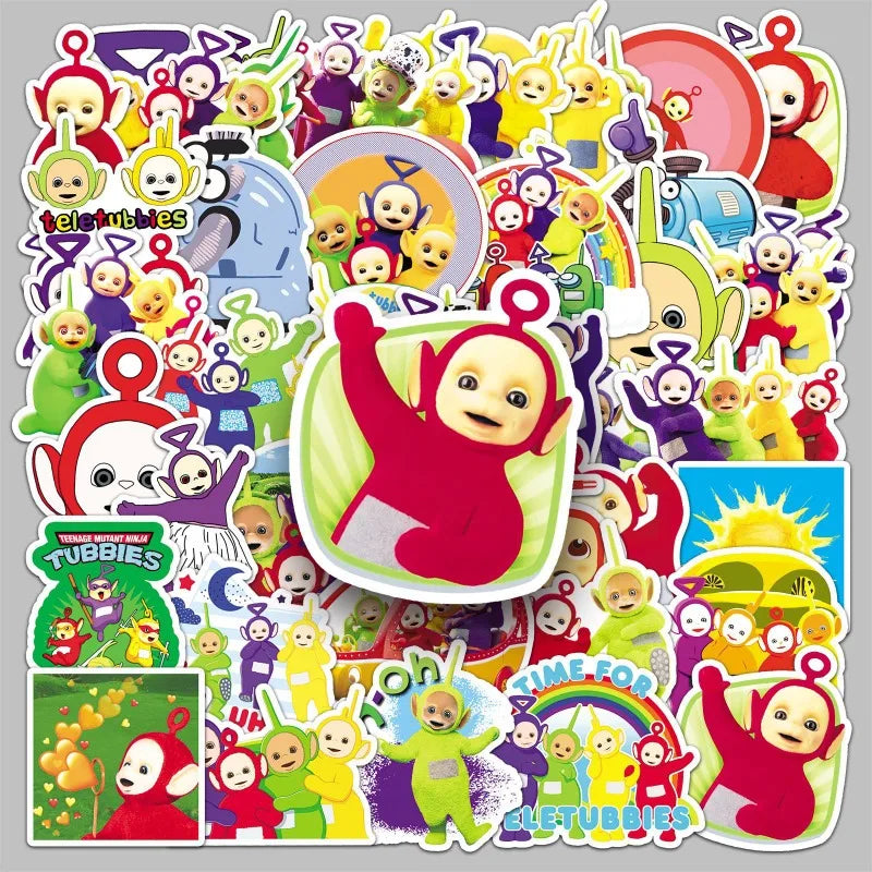 50pcs Teletubbies Animated Stickers Suitcase Water Cup Stationery Mobile Phone Scooter Laptop Refrigerator Decorative Stickers - Seprincess