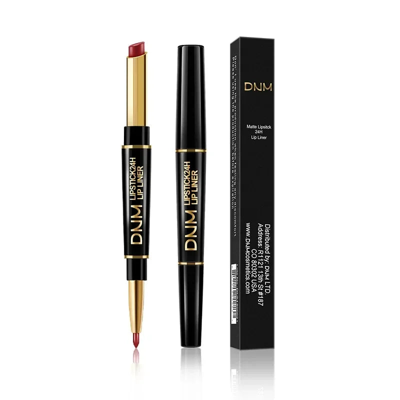 DNM Double-ended Matte Lipstick Pencil Non-stick Cup Long Lasting Lipstick Lip Liner Waterproof 2 In 1 Lip Stain Pencil Makeup - Seprincess