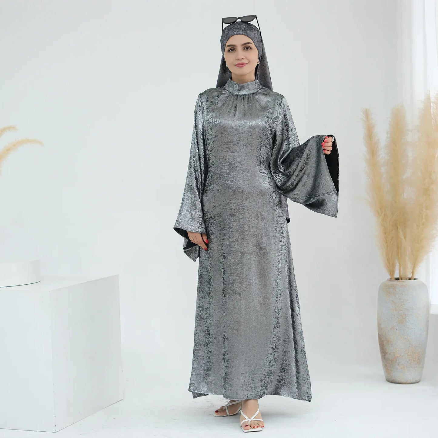 Butterfly Abaya Dress Elegant Belted Muslim Party Hijab Dresses Bronze Abayas for Women Dubai Turkey Islam Clothing Eid Kaftan