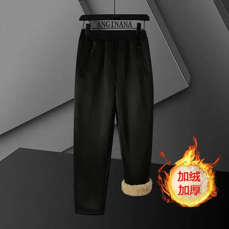 Winter Plus Size 10XL 150kg Men's Pants Brushed Warm large size 5XL 6XL Oversized Elastic Sports Pocket Black big Pants 50 52