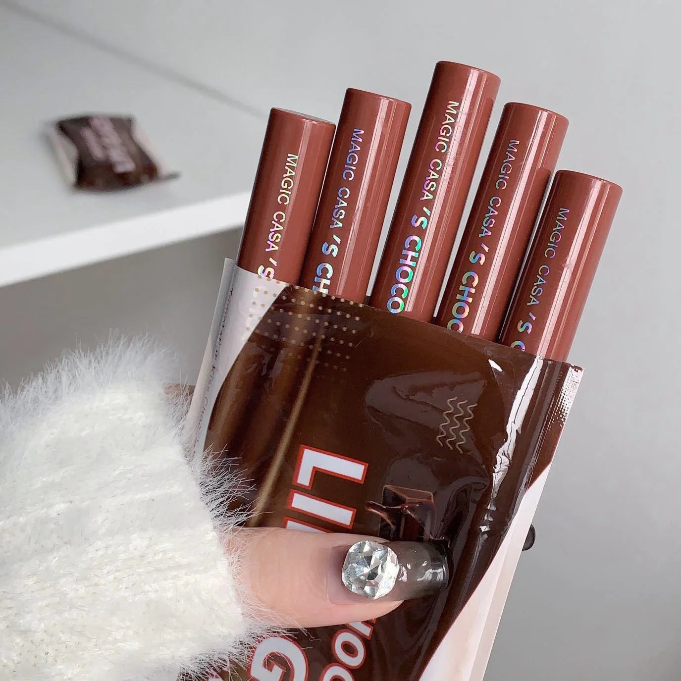 Chocolate Lip Glaze Set Velvet Matte Not Fade Long lasting Rich Cream Lipstick Milk Coffee Lip Color Women Makeup Lip Tint - Seprincess