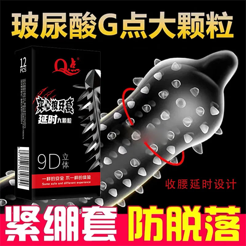 Large Paticles Condom Sex Toys 12PCS 3D Dotted Penis Sleeves Contraception Sex Goods Stimulation Vaginal Condoms Erotic Products - Seprincess