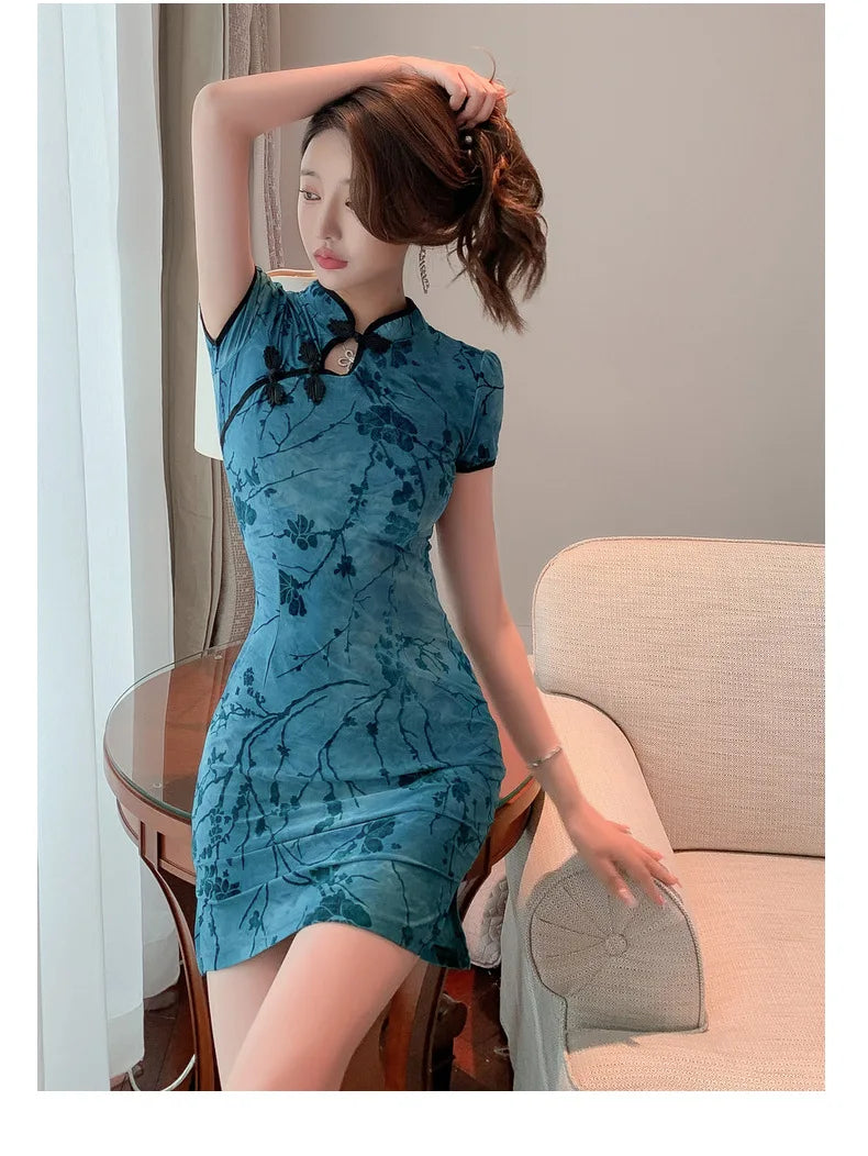 Sexy Club Mini Dress Arrival Vintage Chinese Style Women's Qipao Spring Sexy Party Sheath Dresses Mujer Vestidos Cheongsam New - Seprincess