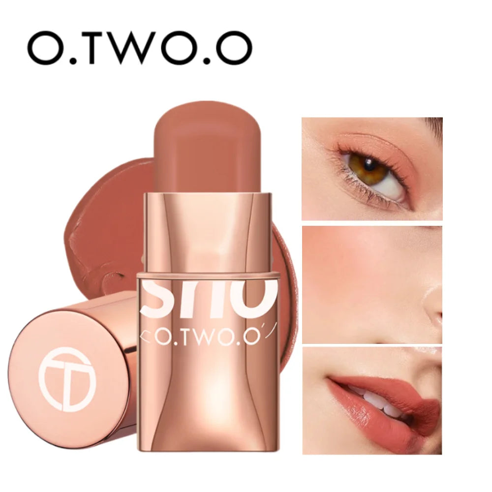 O.TWO.O 3-in-1 Lipstick Blush Eyes Shadow Multifunctional Makeup Waterproof Lightweight Lip Stick Cheek Cream Smooth Texture - Seprincess