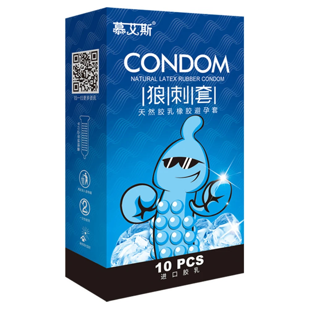 G spot Condoms 10PCS Particles for long sex Delay Ejaculation thin Condoms Big dotted Stimulation Penis Sleeves Adult Sex Toys - Seprincess