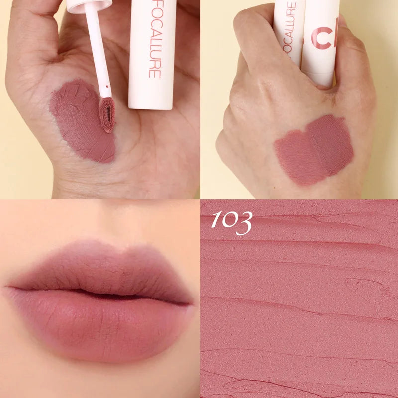 FOCALLURE Lipclay Velvet Liquid Lipstick Waterproof Matte Lipgloss Makeup Lip Color Batom Long Lasting Sexy Red Pink Lipsticks