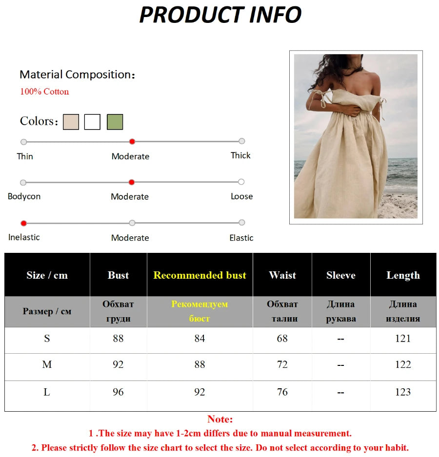 Bornladies Spring Summer Beach Style Women Dress Vintage Loose A-line Sling Dress Sexy Hot Girl 100% Cotton V-neck Dress - Seprincess