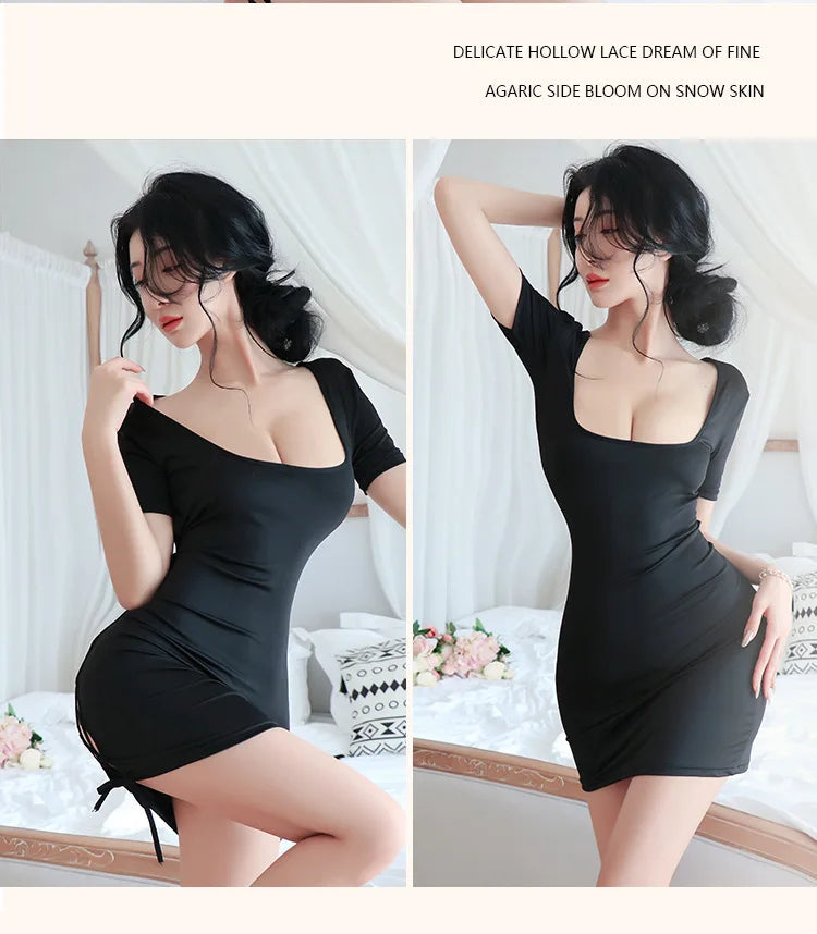 Dress Deep V-Bag Hip Skirt Strap Hollow Dress promotions 99% sales sexy lingerie set women's dress dresses in offers - Seprincess