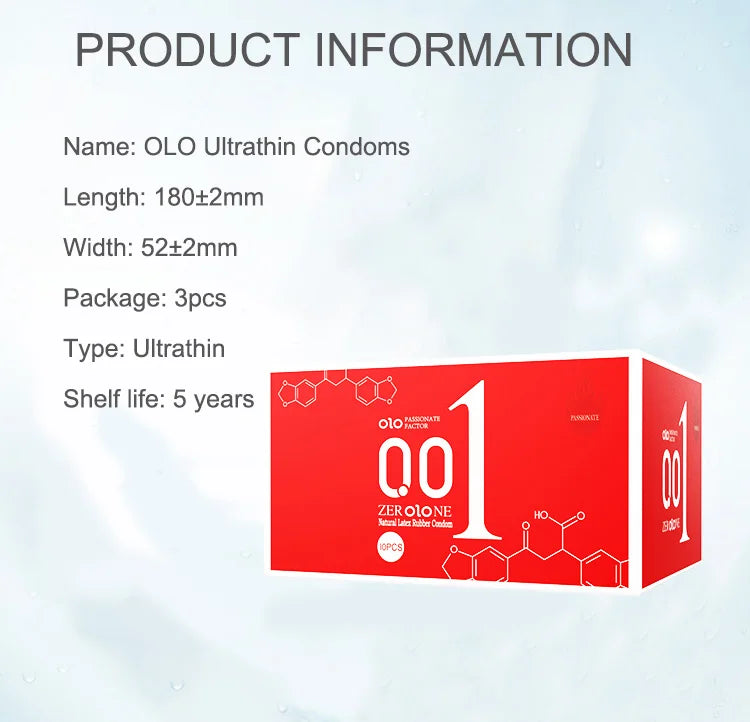 OLO Ultra Thin Condom 0.01 Feeling Penis Sleeve Hyaluronic Acids Rubber Latex Ejaculation Delay Condoms Intimate Sex Toy Product