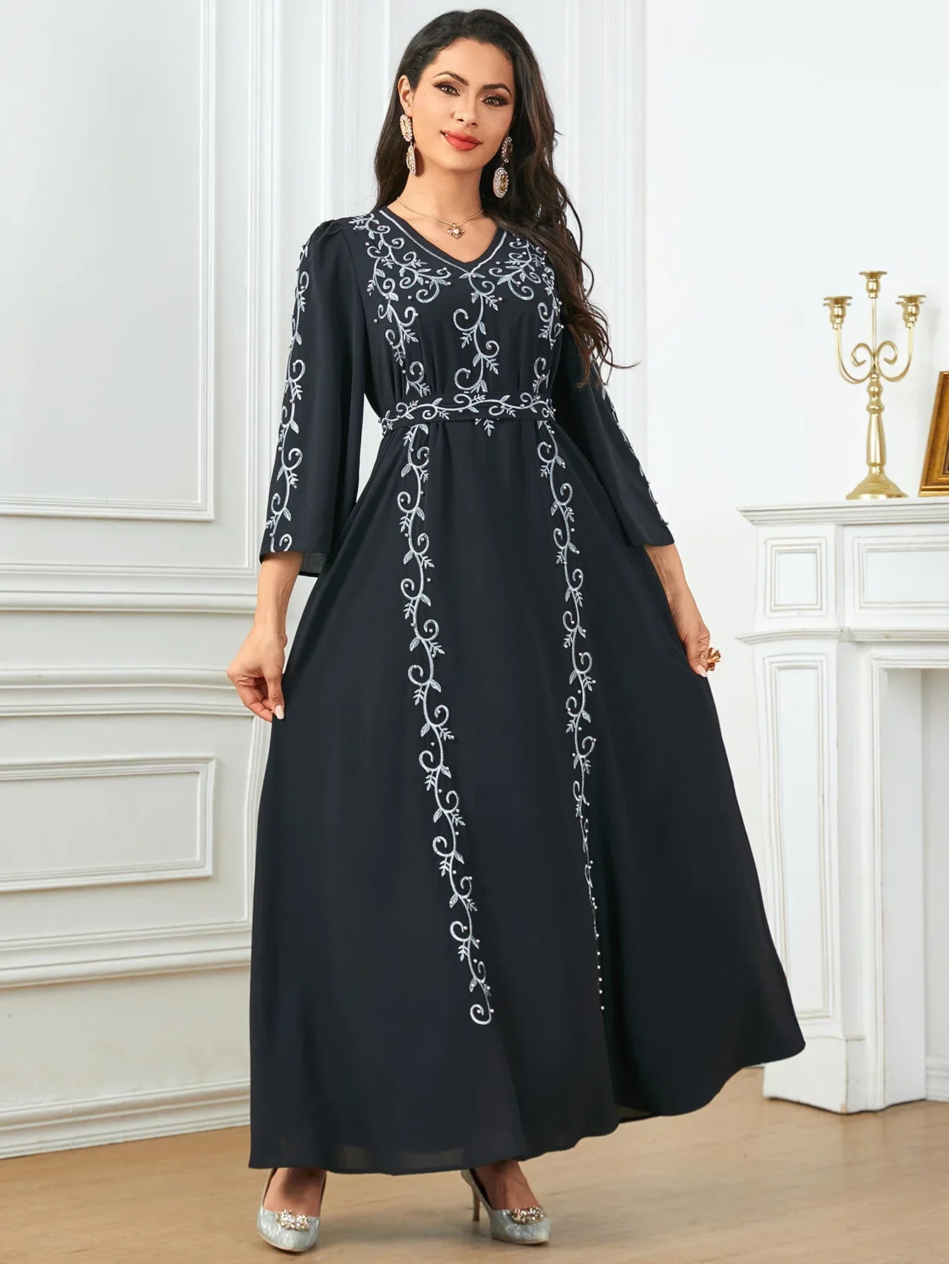 Eid Mubarak Party Muslim Women Embroidery Abayas Dress Turkey Dubai Kaftan Robe Morocco Jalabiya Islam Clothing Arab Vestidos - Seprincess