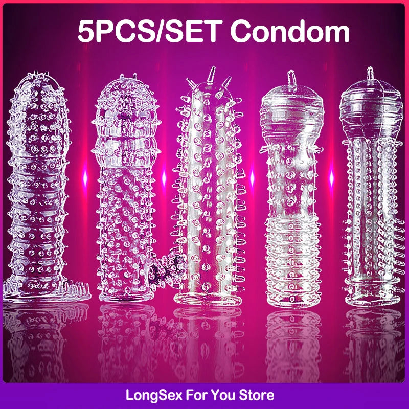 Super Dotted Thailand Natural Spike Condoms Sex Toys For Men Delay Ejaculation Reusable Condom Enlargement Sperm Lock Cock Ring - Seprincess