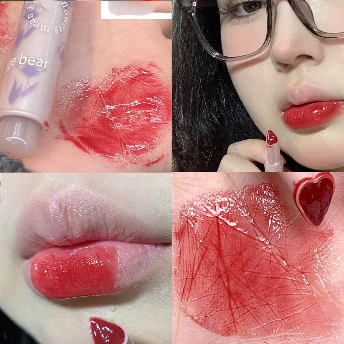 Moisturizing Jelly Mirror Lipstick Waterproof Lasting Clear Heart-shaped Solid Lip Gloss Pen Non-stick Cup Lips Tint Makeup - Seprincess