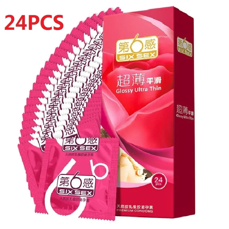 24/30pcs Super Ultra Thin Condoms Intimate Good Sex Products Condone Sex Product Natural Latex Penis Sleeve Long-lasting for Men - Seprincess