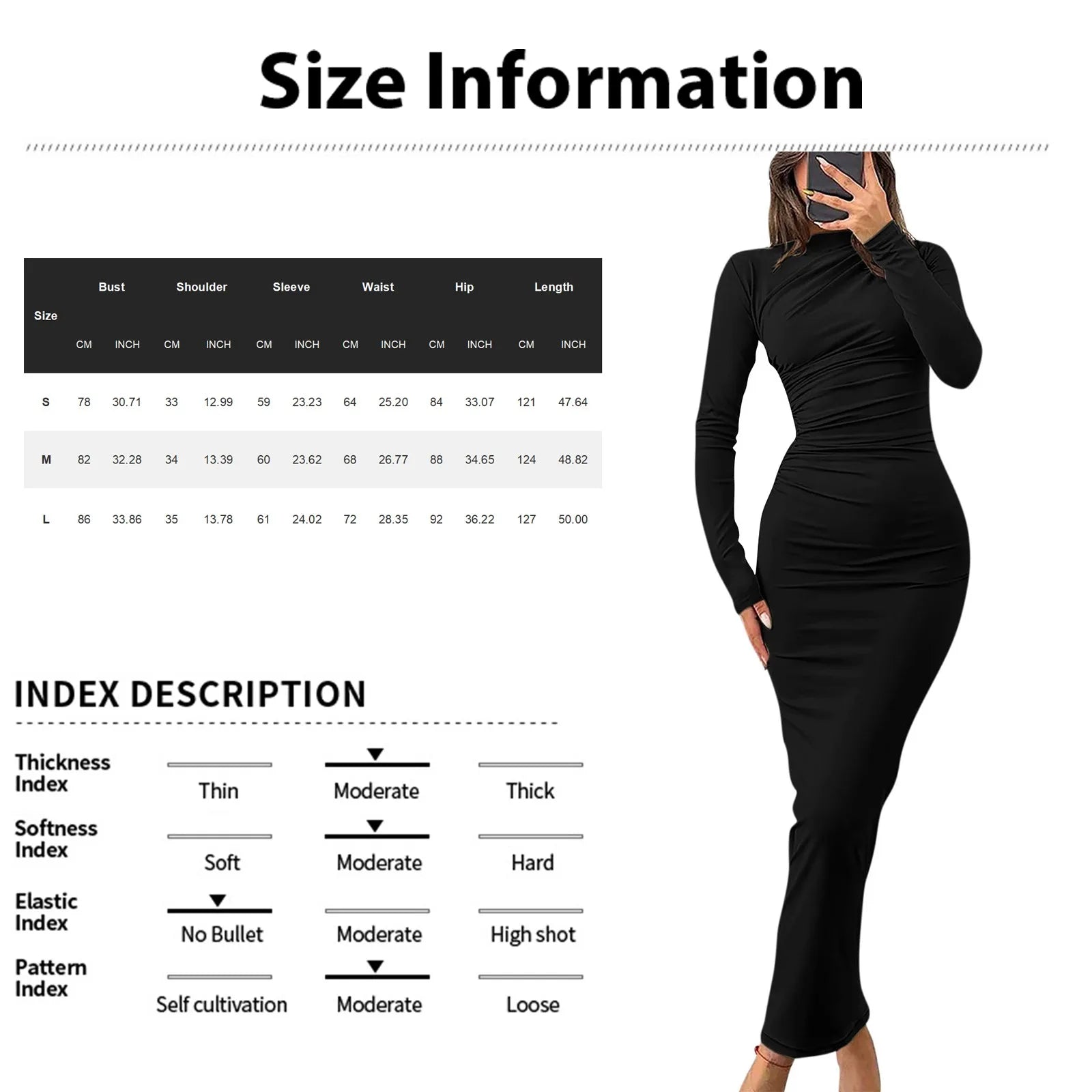 Women Bodycon Maxi Dresses Fall New Long Sleeve Sexy Ruched Neck Slim Fit Cocktail Party Dress Elegant Gentle Temperament Dress - Seprincess