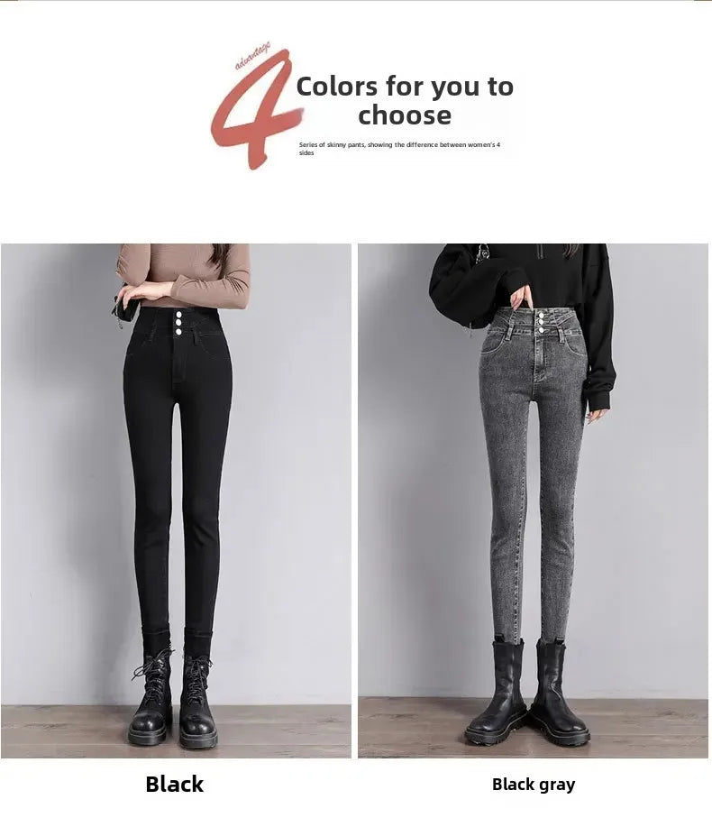 High-Waisted Jeans Women's New Slimming Stretchy Black Cropped Pants Tightening Your Silhouette Smoothing Out Your Waistline