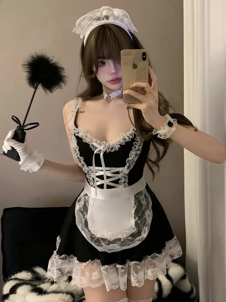 Onlyfans Cosplay Sexy Costumes Erotic Maid Dress For Couple Sex Honeymoon Plus Lolita Chemise Exotic Role Playing Fetish Apparel - Seprincess