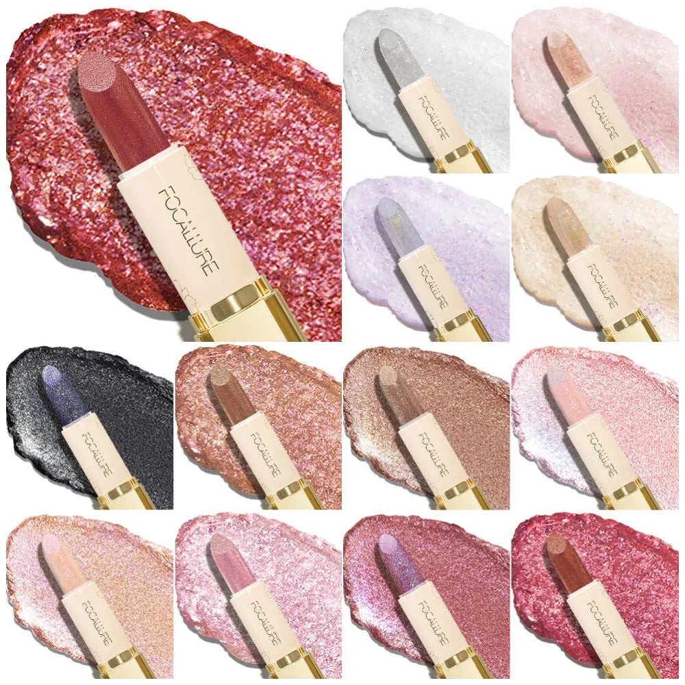 FOCALLURE Diamond Shiny Lipstick Moisturizing Long Lasting 13 Colors Lip Gloss Glitter Shimmer Lip Blam Lips Makeup Cosmetics - Seprincess