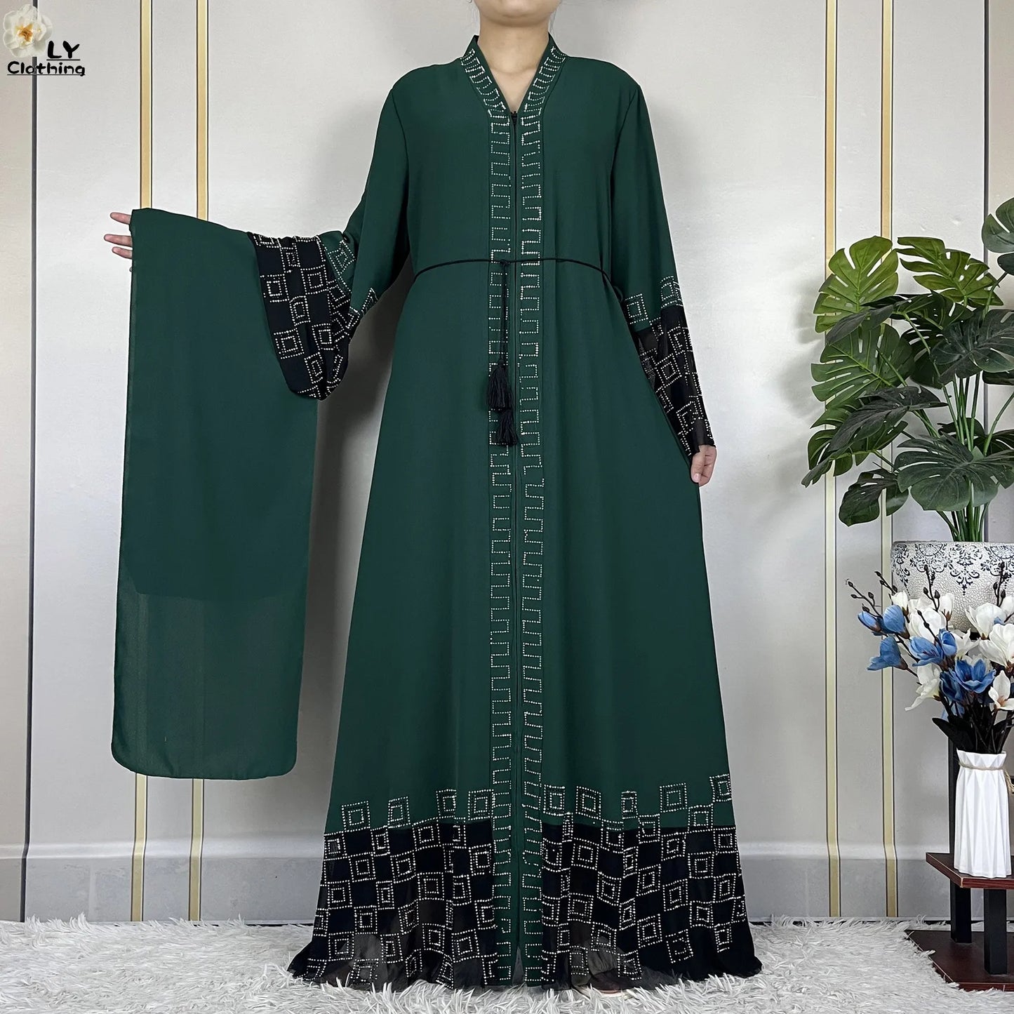 2024 For Women Elegant Dresses Dubai Party Outfits Long Sleeved Chiffon Dashiki Muslim Women Robe Open African Abaya Clothing - Seprincess