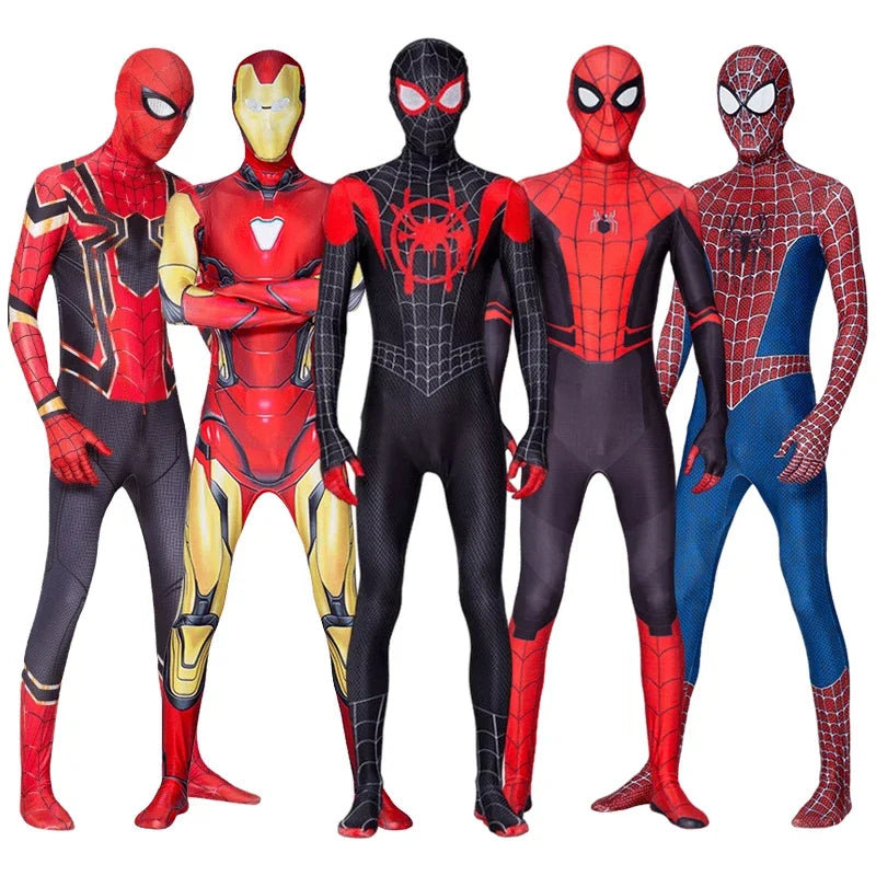 Spiderman Costume Spider Man Black Panther Iron Man Spider Gwen Cosplay Zentai Jumpsuit Bodysuit Halloween Costume Adult Child - Seprincess