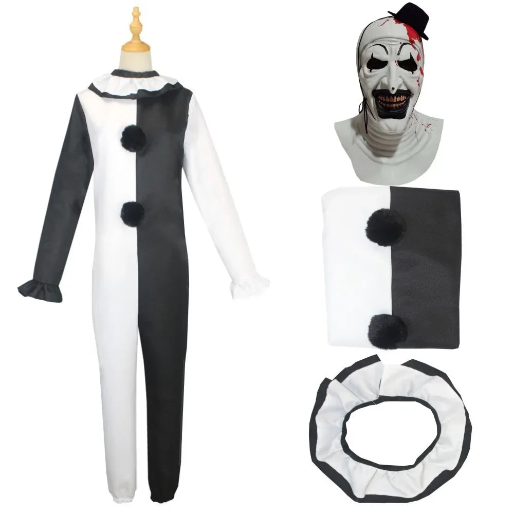 Art The Clown Cosplay Movie Terrifier 2 Art The Clown Cosplay Costume Jumpsuit Mask Halloween Costumes Mask for Men Women - Seprincess