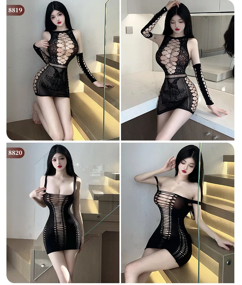 Sexy Erotic Lingerie For Women Porn Fishnet Mesh Bodysuit Female Perspective Sex Crotchless Hollow Stretch Teddy Bodystockings