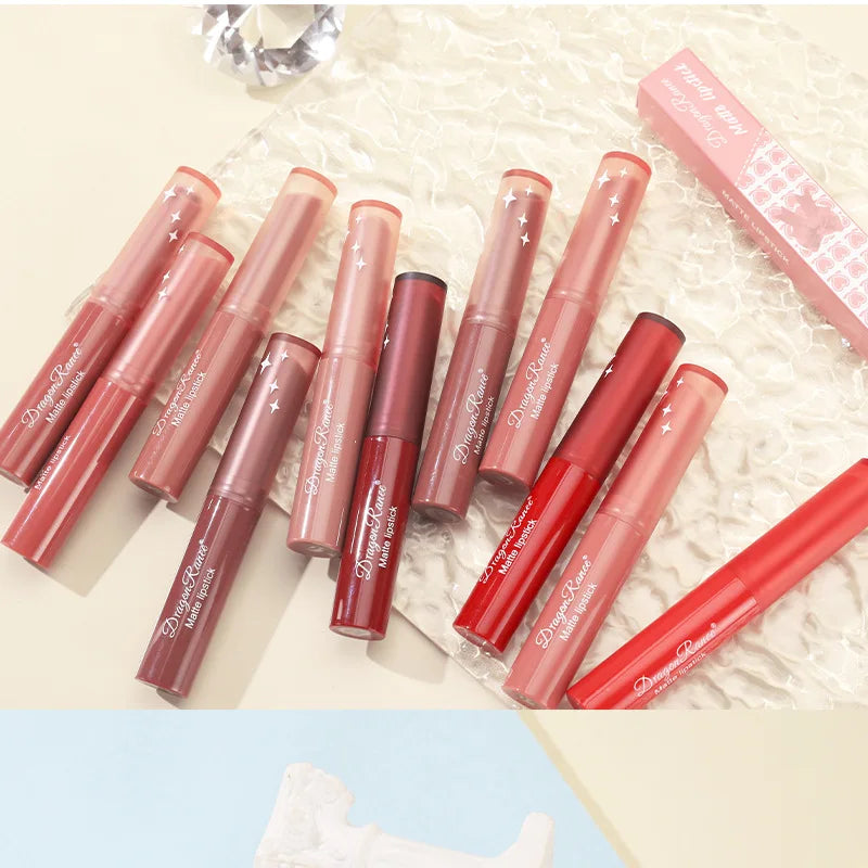 12 Color Matte Lipstick Nude Pink Matte Solid Lip Gloss Long Lasting Velve Red Tinted Balm 24 Hours Waterproof Makeup LipSticks - Seprincess