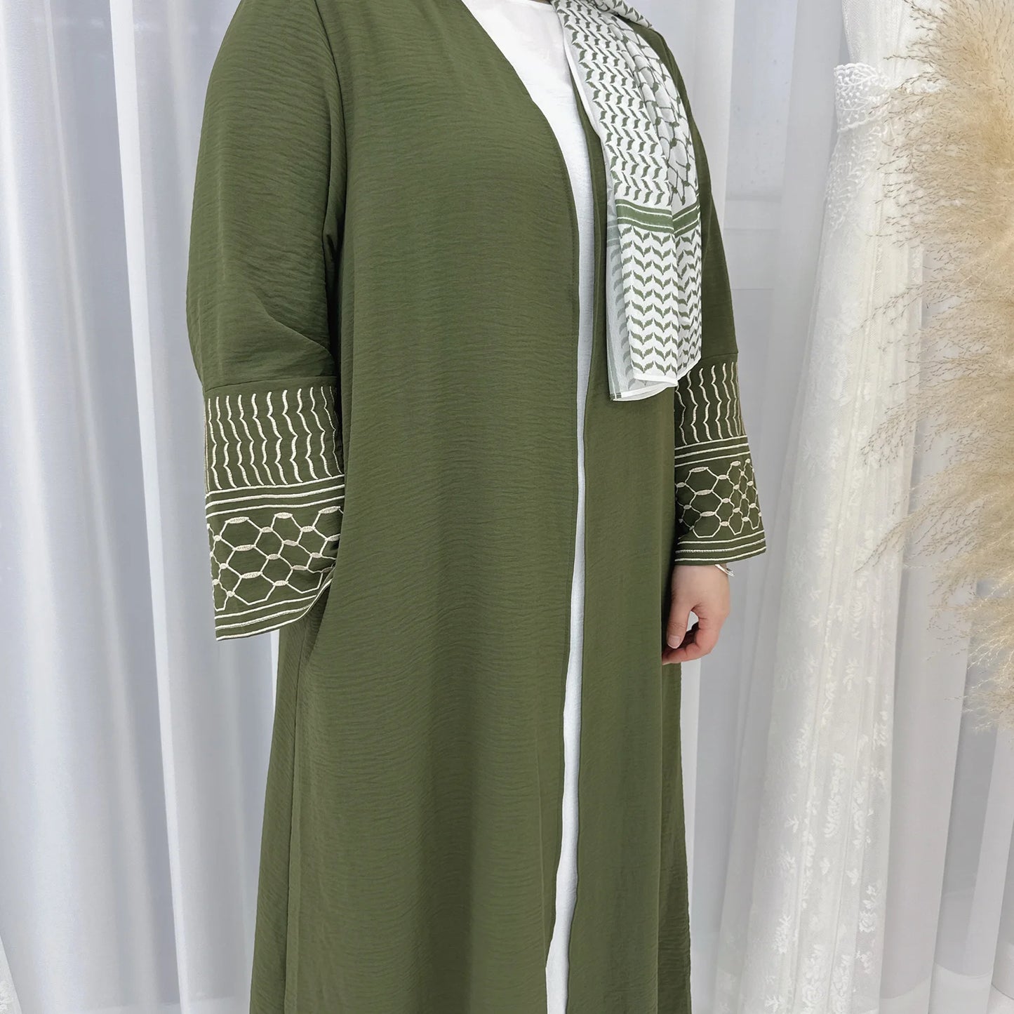 Fashion Embroidery Kimono Oversized Muslim Robe abaya syari female full length Taseel Muslim abaya Worship Service abayas wy1969