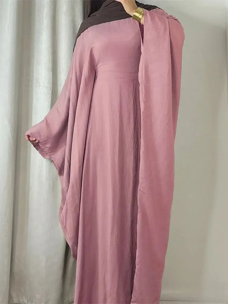 Summer Soft Crepe Like Linen Khimar Butterfly Batwing Abaya Dubai Luxury 2024 Islam Muslim Kaftan Modest Dress For Women Kebaya - Seprincess