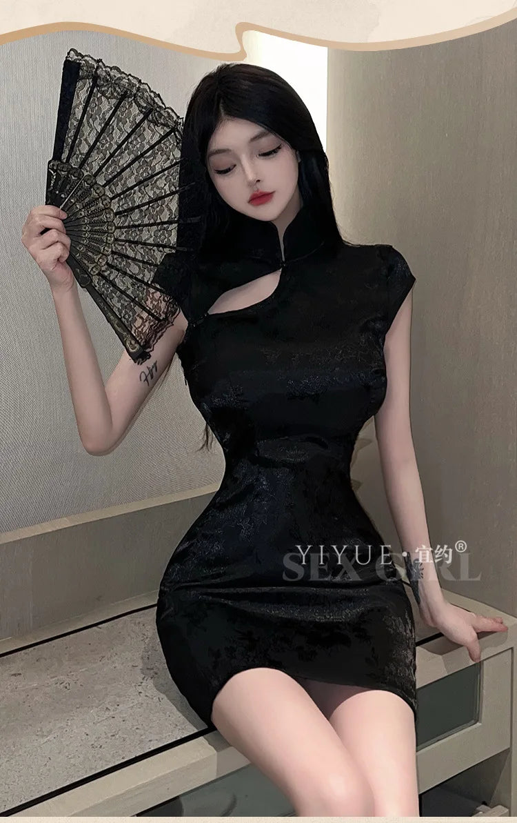 Vintage Chinese Traditional Cheongsam Skirt Sexy Chinese Mini Slim Split Dress Cosplay Costume Women Classic Tight Qipao Outfit - Seprincess