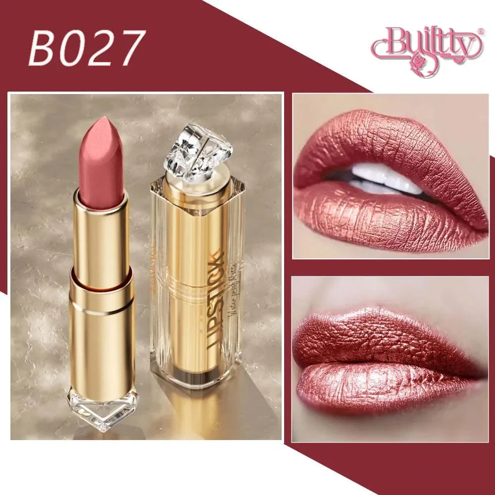 12 Colors Korea Matte Glitter Lipstick Pink Nude Matte Gliter Waterproof Kissproof Glitter Flip Lipstick Orange Dropshipping - Seprincess