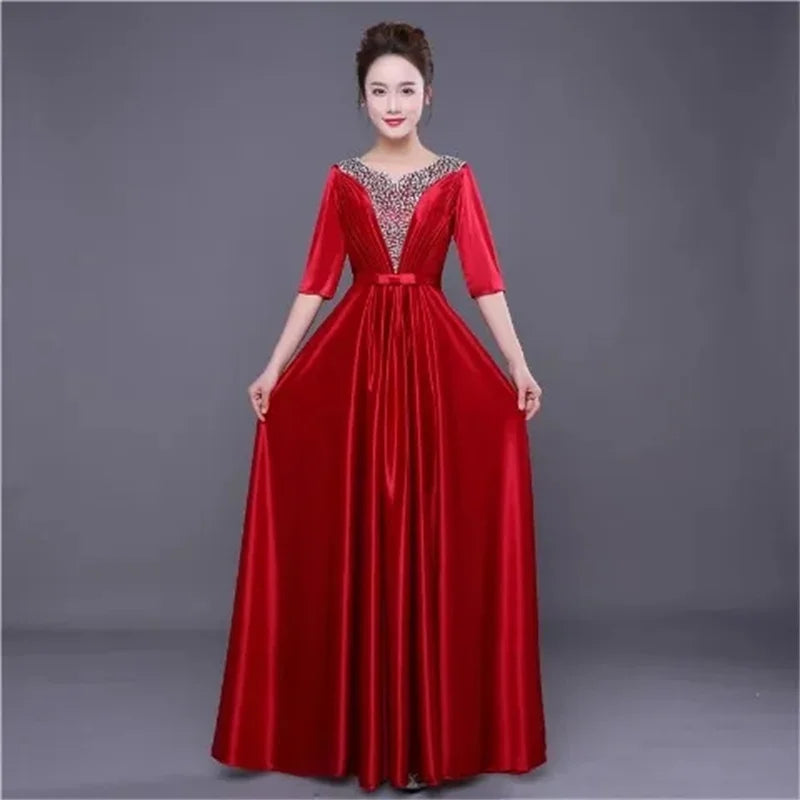 Elegant Elegant Choir Performance Dress Female Long High School Student Modern Fashion New Host Dress Female Evening Dress Femal - Seprincess