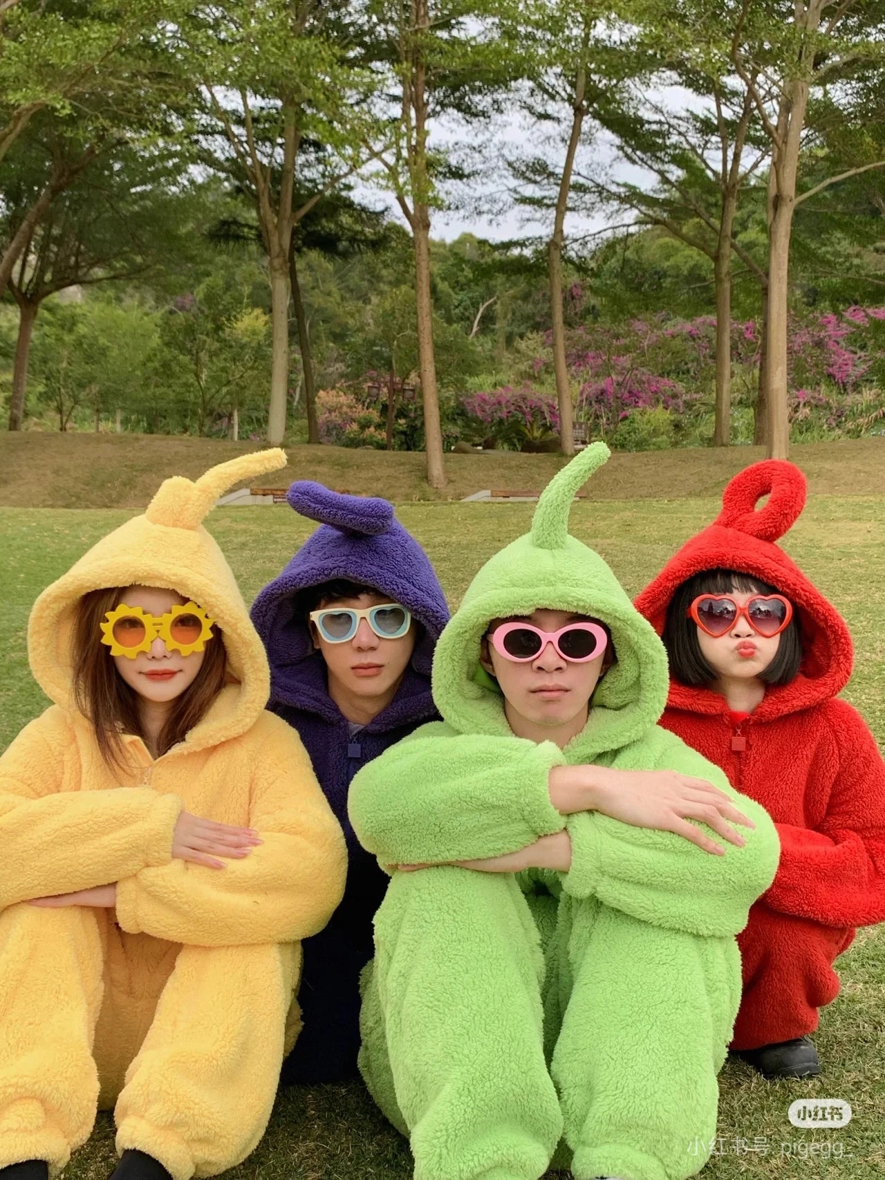 Adult Kids Teletubbies Costumes Soft Long Sleeves Piece Pajamas Costume Lala Home Clothes Cosplay Unisex Halloween Party Wear - Seprincess