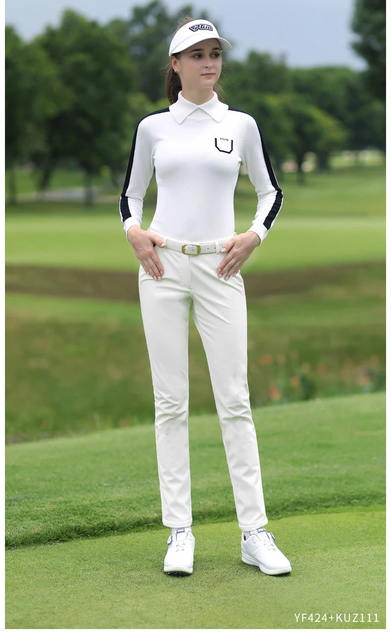 PGM Autumn Winter Waterproof Women Golf Trousers Thick Keep Warm Long Pant Plus Velvet Golf Ball Pants Windproof Tennis Clothing