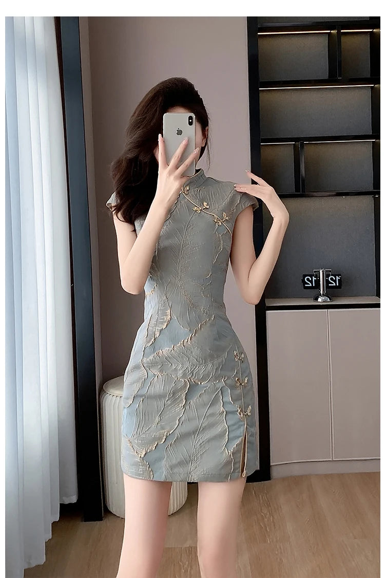 Chinese Style Short Qipao Dress Summer High-End Split Modern Improved Fashion Cheongsam - Seprincess