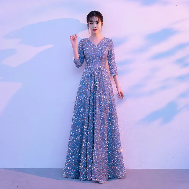 Chorus Costume Women's Banquet Piano Performance Wear Host Starry Sky Evening Long Dress Recitation Competition Clothing - Seprincess