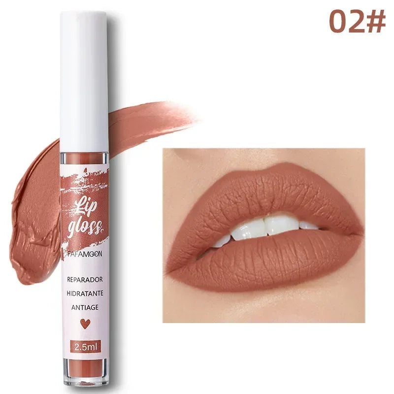 12 Color Sexy Long Lasting Velvet Matte Lip Gloss Liquid Lipstick Lip Makeup Women Beauty Red Nonstick Cup Waterproof Lip Gloss