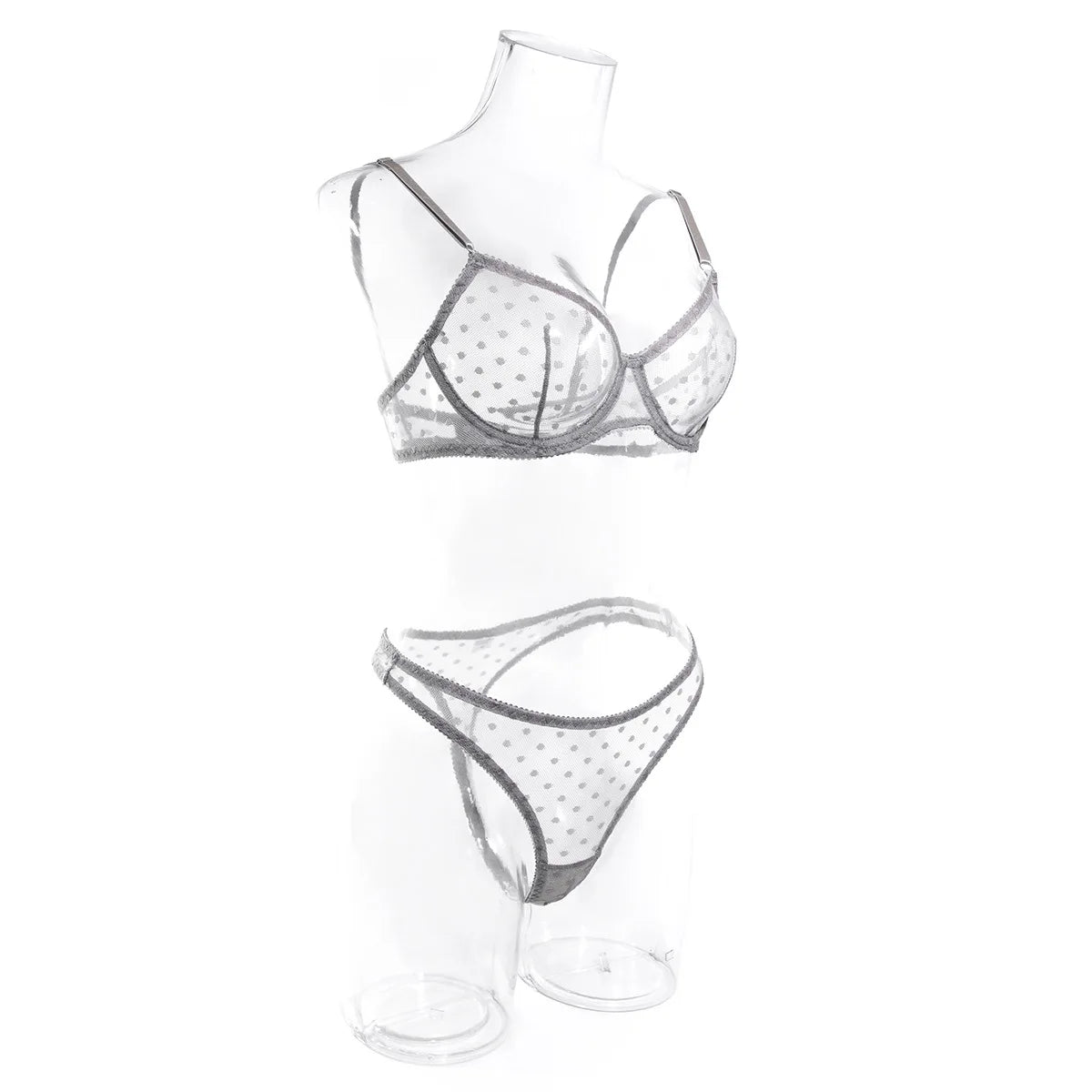 Bra set Dot thin mesh see through tight fitting promotions 99% sales sexy lingеrie set Women sets sexy bras sexy female intimate