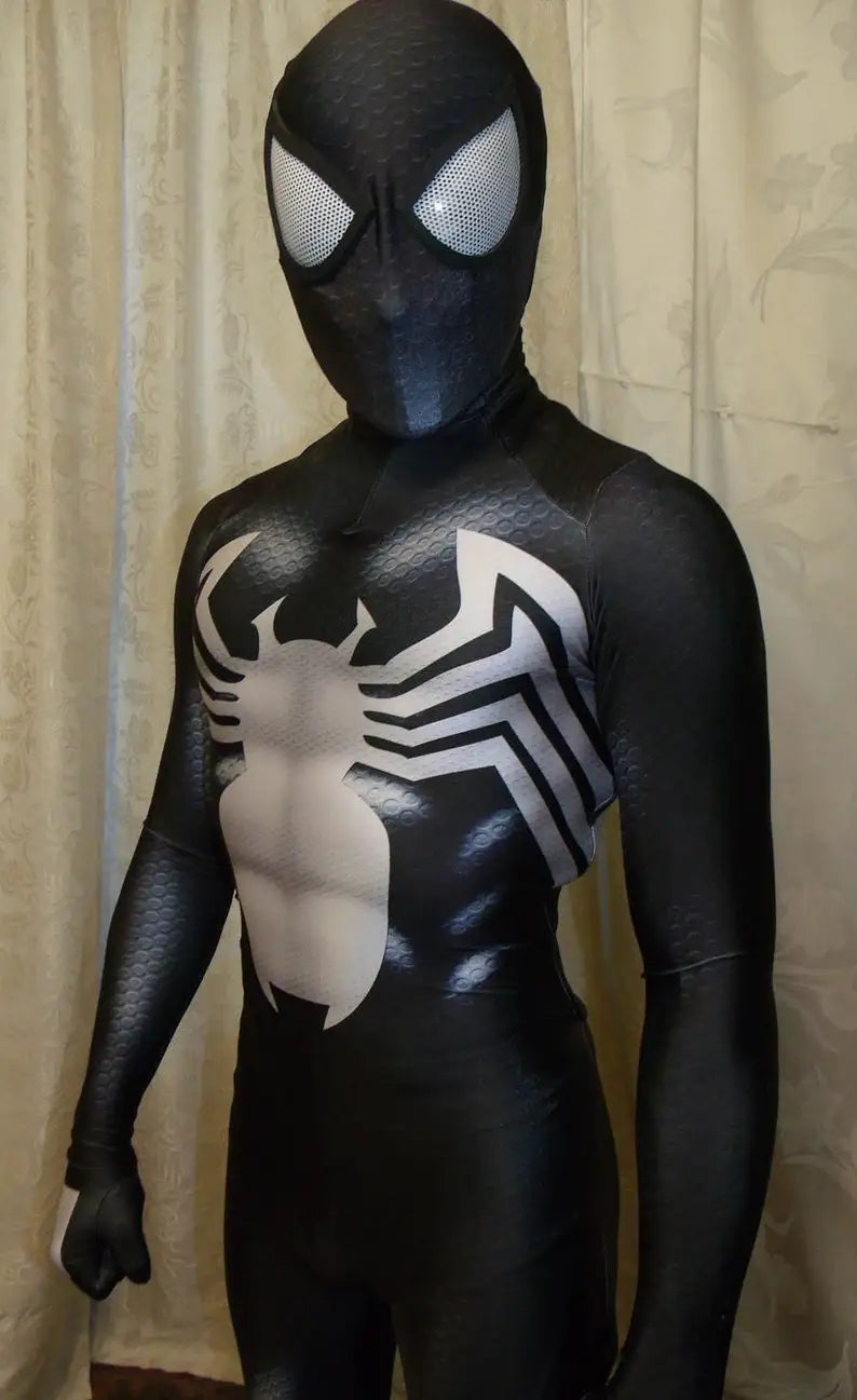 Halloween Adults Kids Black Costume Venom Symbiote 2 Spiderman SuperHero Cosplay Zentai Men Boys Male Bodysuit Party JumpSuit - Seprincess