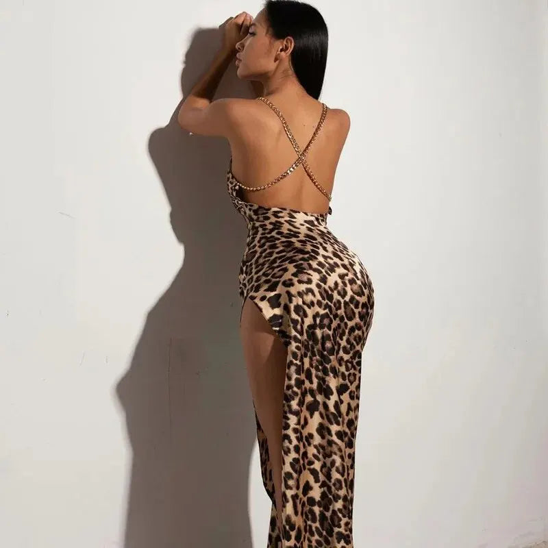 Hawthaw Women Sexy Party Club Evening Streetwear Bodycon Leopard Long Dress 2024 Summer Clothes Wholesale Items For Business - Seprincess